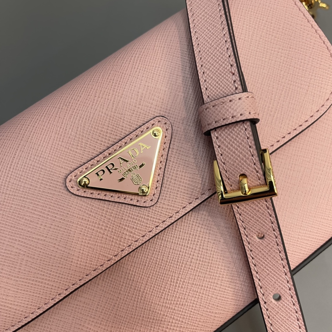 Prada Mini Saffiano Leather Shoulder Bag Handbag Pink 1BD356